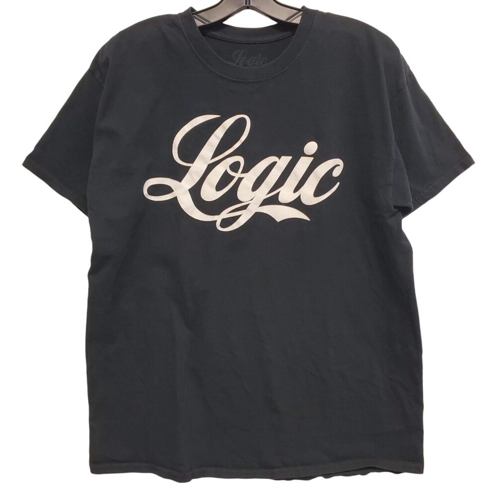 LOGIC Shirt Adult Large Black Script Logo Spell Out Hip Hop Rap Tee Tour Merch